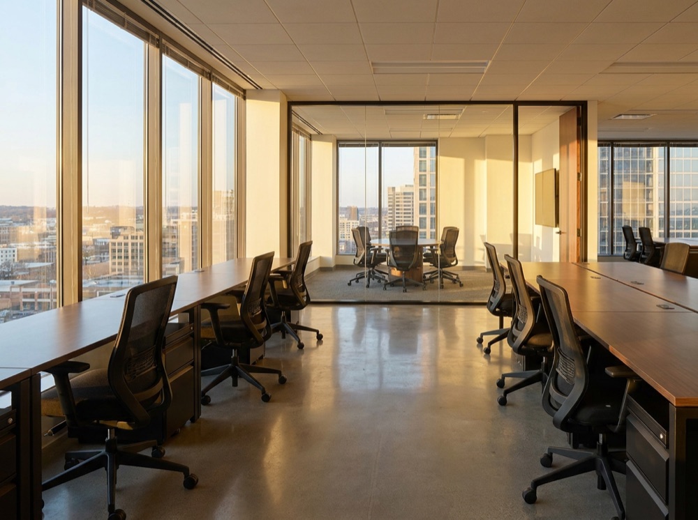 Spotless commercial office after professional cleaning in Charlotte